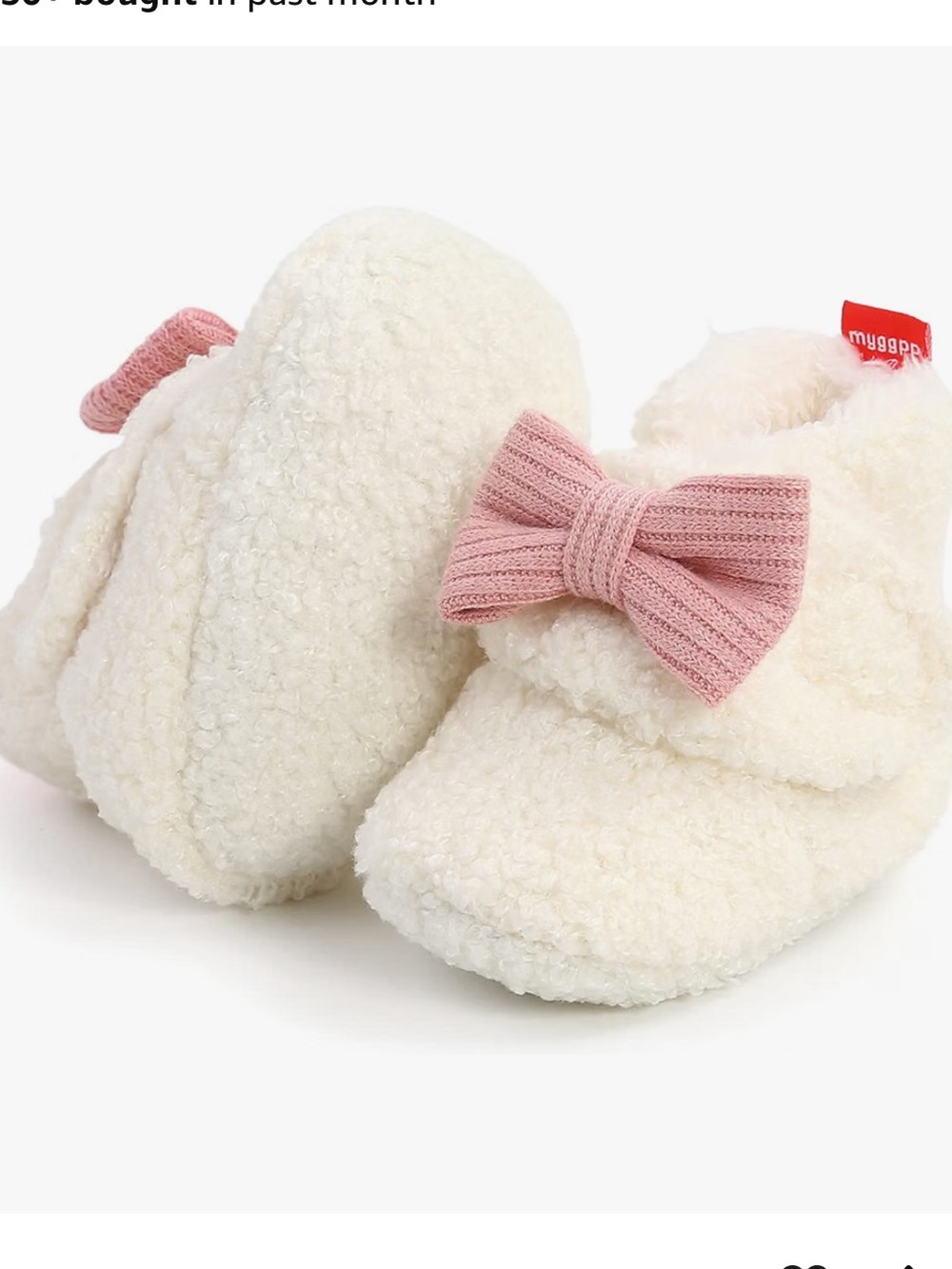 NWT Ohwawadi Infant Baby Girls Sherpa Bow Booties